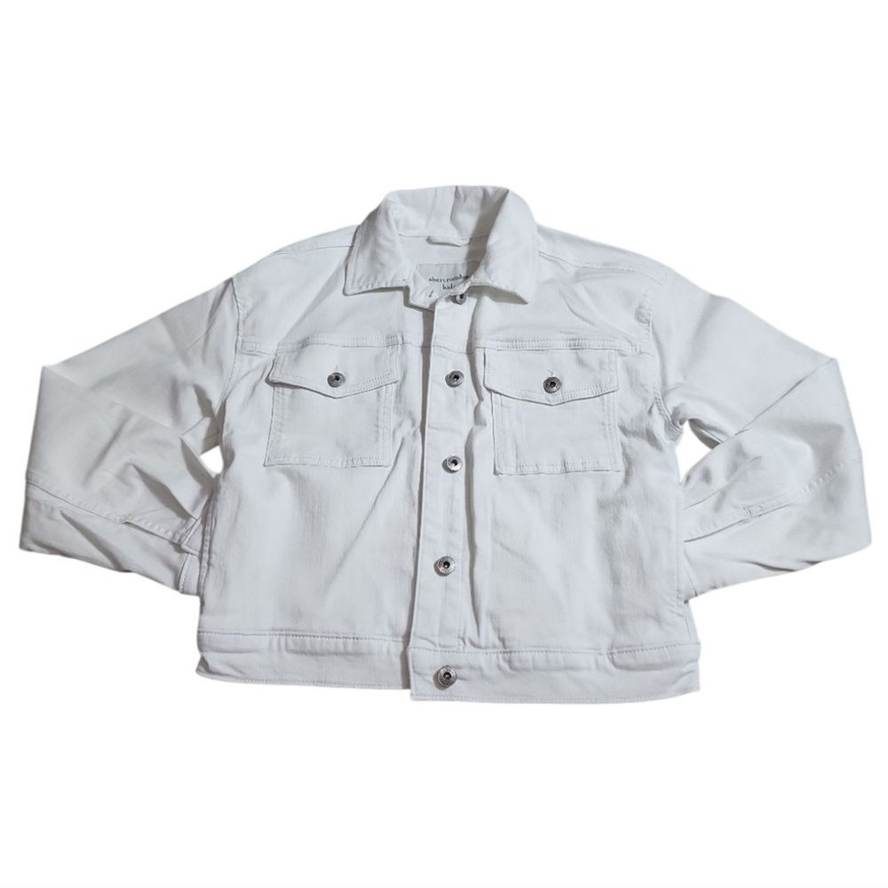 Abercrombie Kids Denim Jacket Kids 13/14 White DIY Patchwork Boho Custom Festive